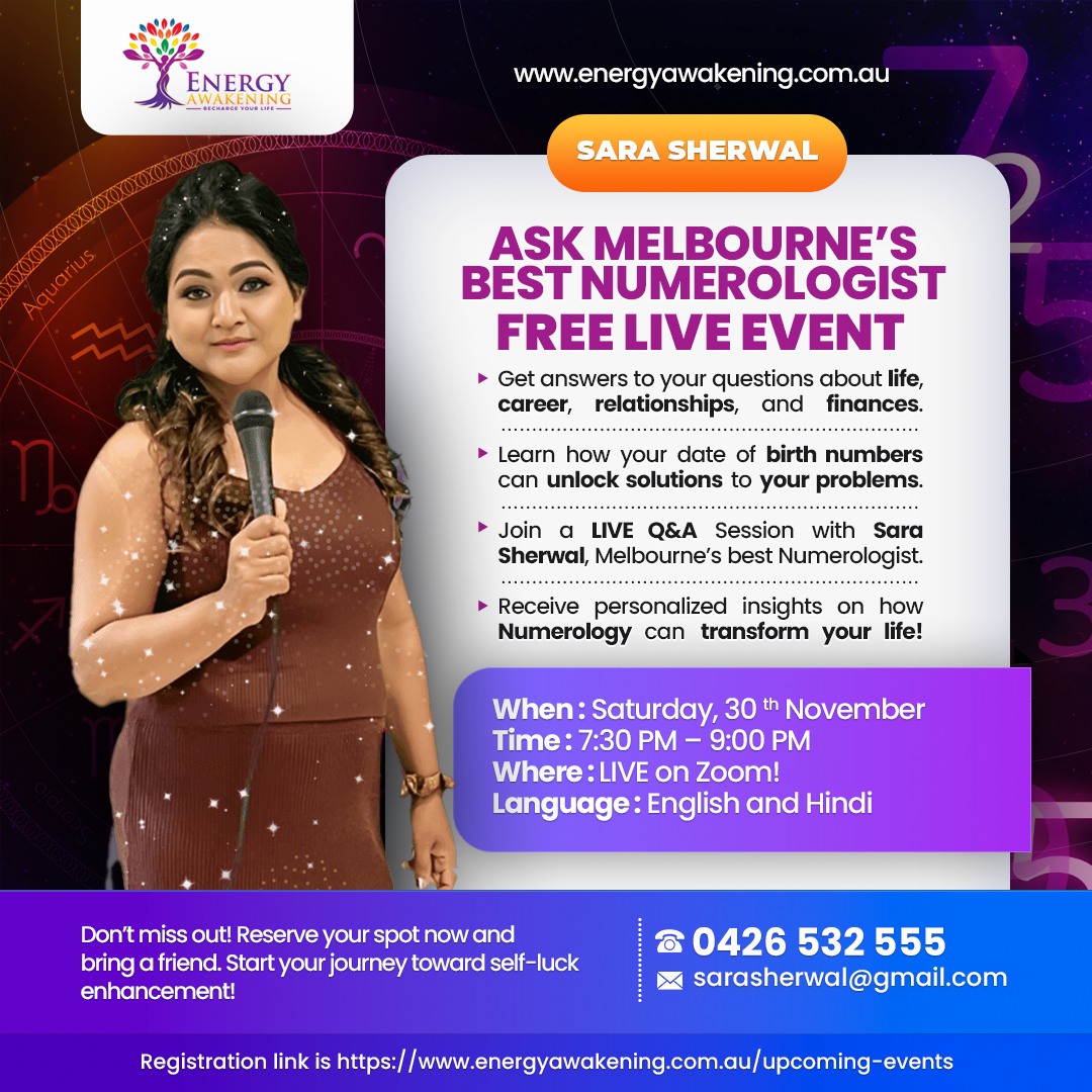 Upcoming Events 1 30 November Free event on Numerology