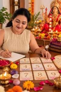 Numerology Ritual Among Flowers and Flames